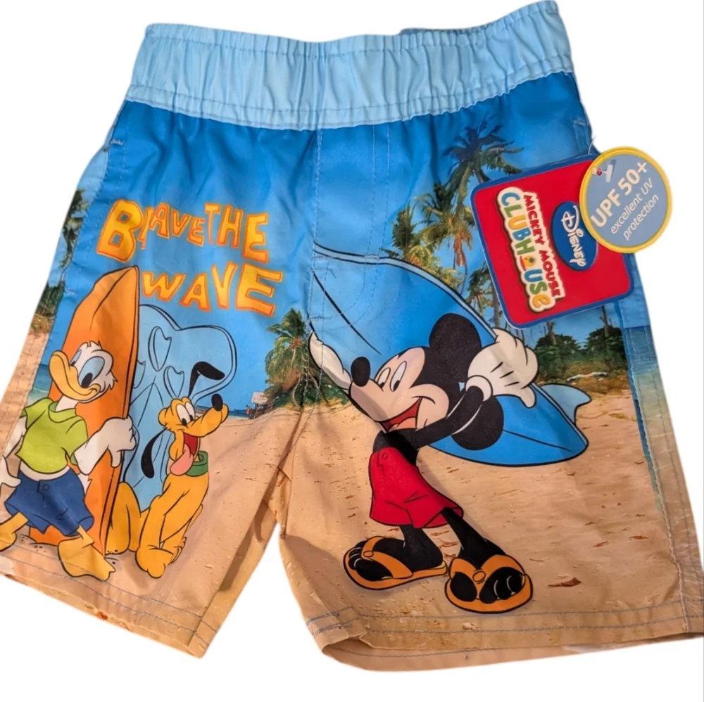 Disney‎ Mickey Mouse Clubhouse Y2K Infant Swim Board Shorts Character Print NWT